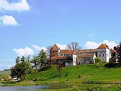 Свірзький замок, вид з боку озера